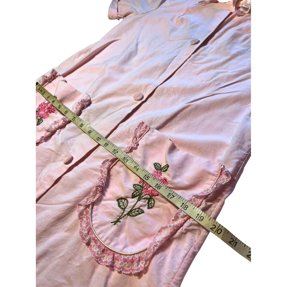 Vintage 1950s Handmade Housecoat Size S Pink Mid Century Modern Coquette Retro